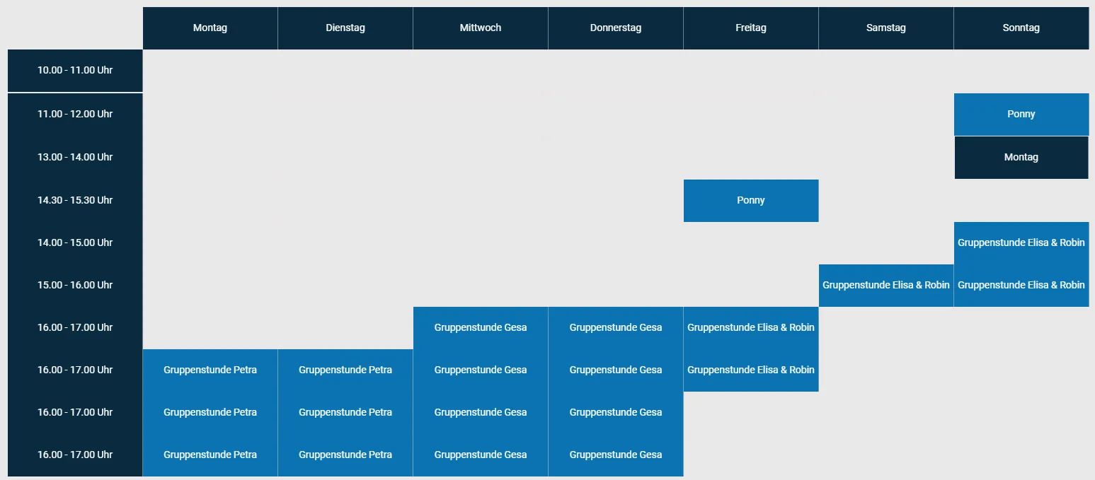 Reitstunden WochenplaN